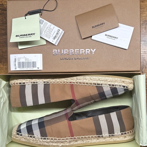 BURBERRY BIRCH BROWN CHECK ESPADRILLES FLAT CASUAL SHOES 41/US 10 - Picture 9 of 15